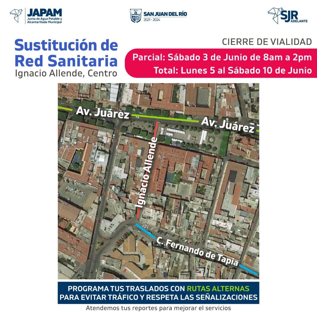 Anuncia JAPAM cierre vial por sustitución de alcantarillado en calle Allende, Centro Histórico