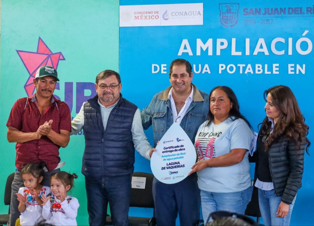 JAPAM y CONAGUA entregan obra de ampliación de red de agua potable en Laguna de Vaquerías