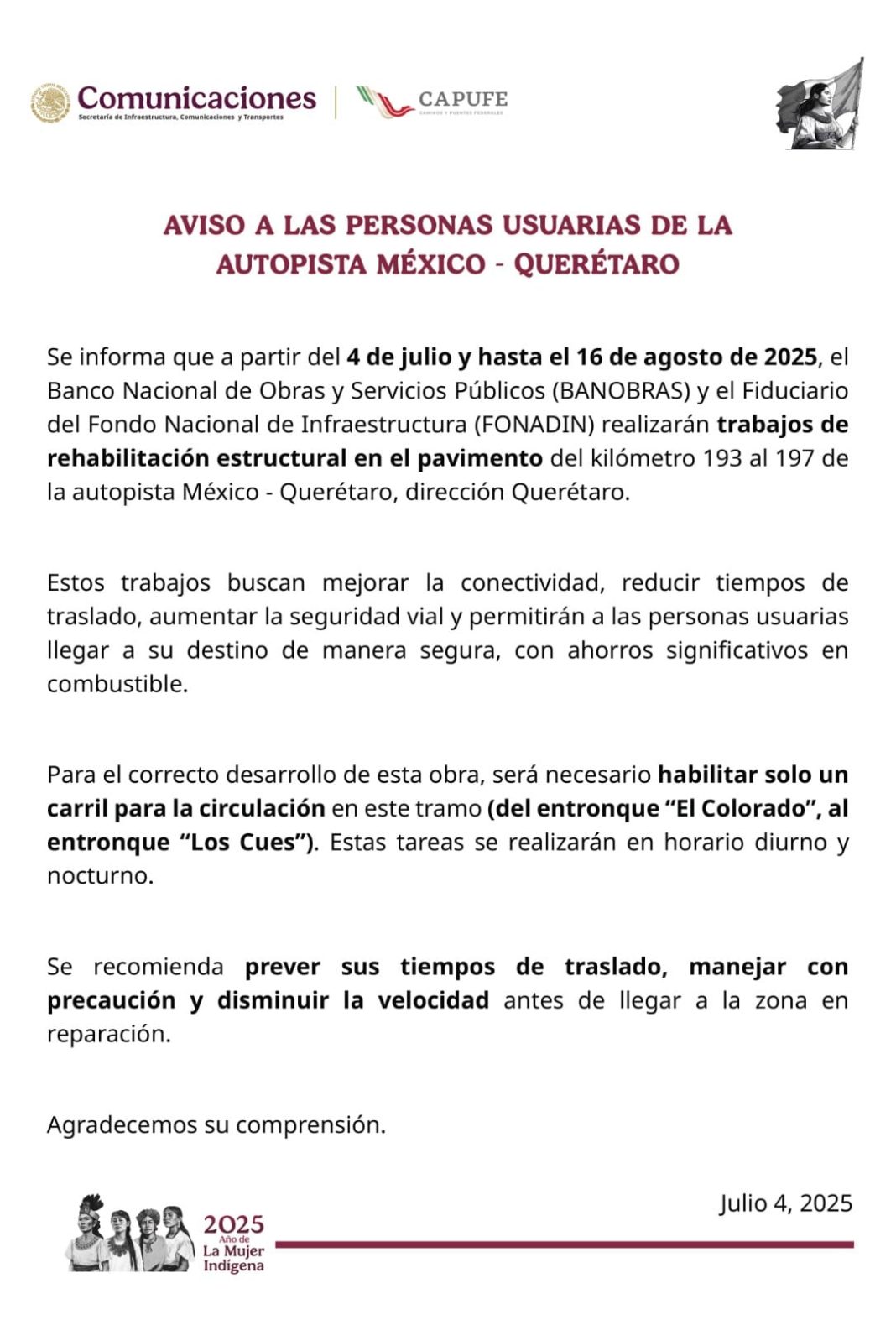 Cierres carreteros en la 57