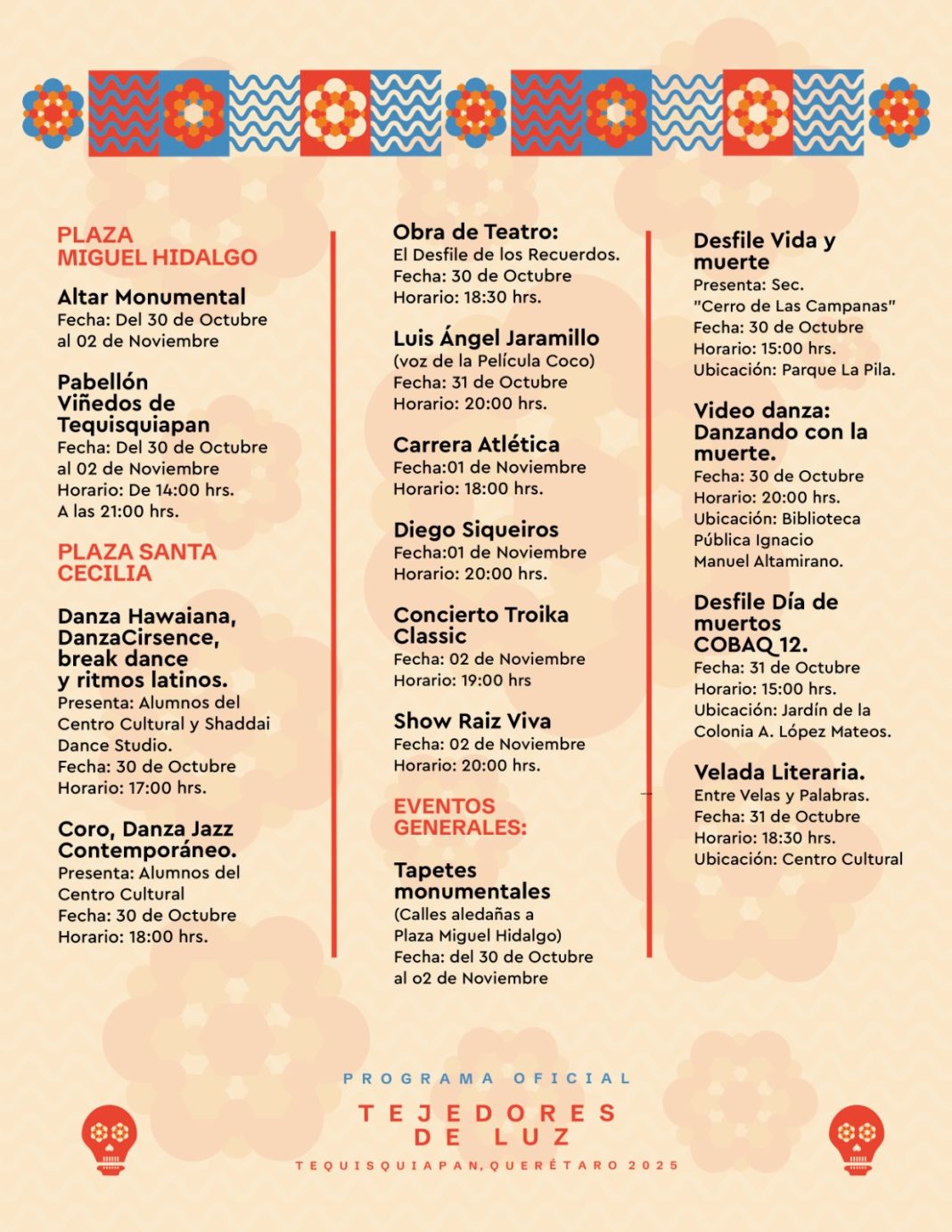 Programa oficial del festival de día de muertos en Tequis