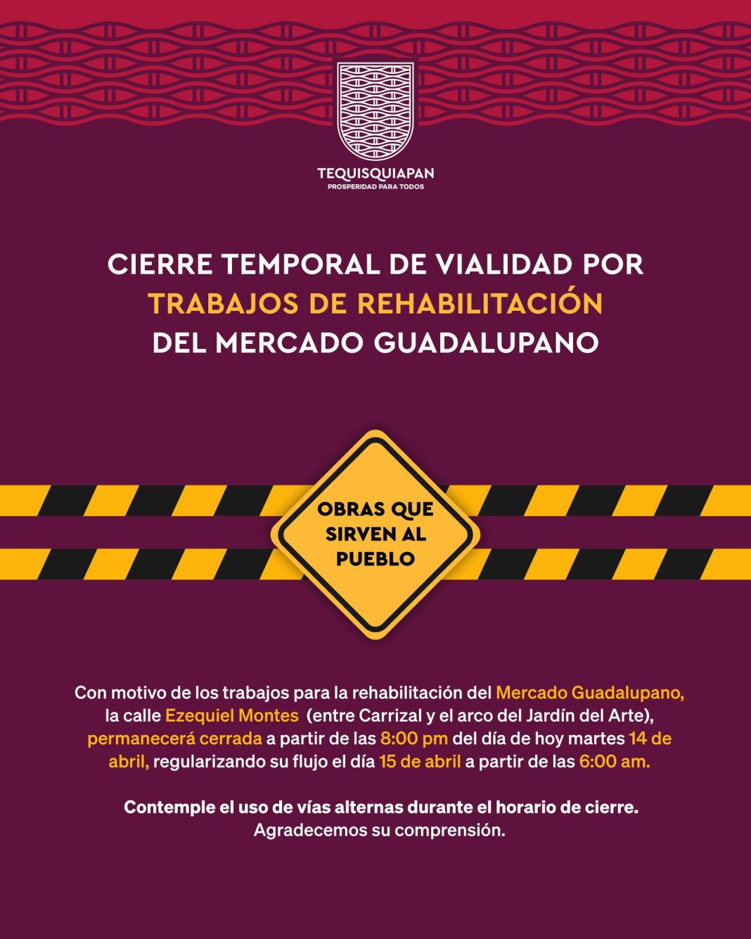 implementación de cierres viales temporales