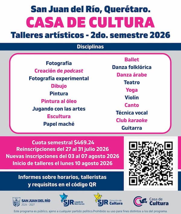 Anuncian inscripciones y reinscripciones a talleres de Casa de Cultura y Ciudad Vive Oriente 1 WhatsApp Image 2026 07 23 at 4.07.05 PM